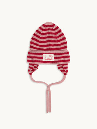 dziecięca czapka wełniana merino w paski cherry frost wool hat beanie  przód