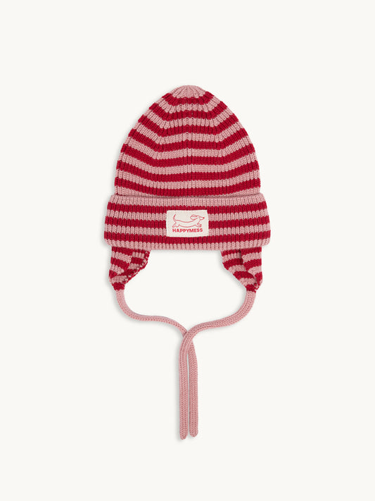 dziecięca czapka wełniana merino w paski cherry frost wool hat beanie  przód
