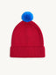 dziecięca wełniana czapka merino beanie czerwona cherry pop wool hat przód