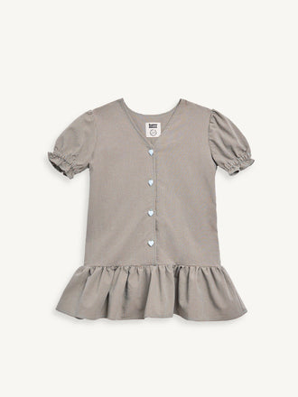 dziecięca sukienka w kratę vichy foggy brown przód sukienki