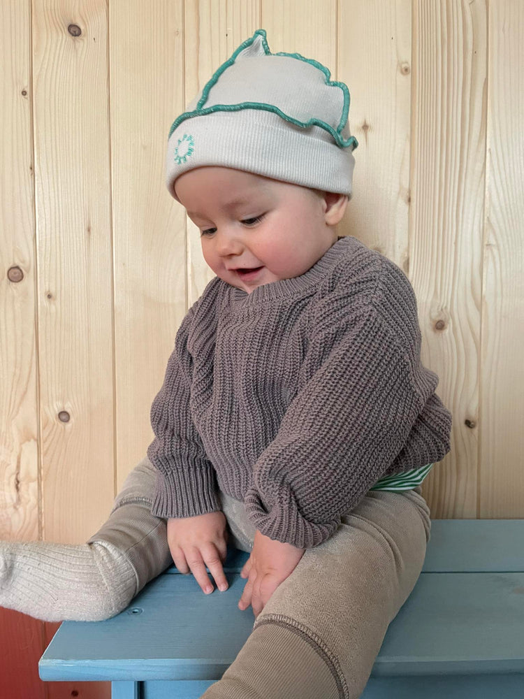 dziecięca czapka beanie bawełniana zielona detale cotton hat creamy avocado dziecko niemowlę