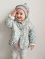 dziecięca czapka beanie bawełniana blue fog szara niebieskie detale cotton hat dziecko stylizacja dziewczynka