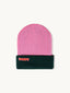 dziecięca wełniana czapka beanie merino dwustronna czarna różowa forrest berry wool hat przód