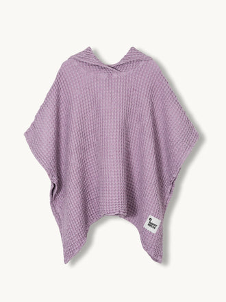 waflowe ponczo kąpielowe dziecięce lniane lavender lawendowe przód poncho