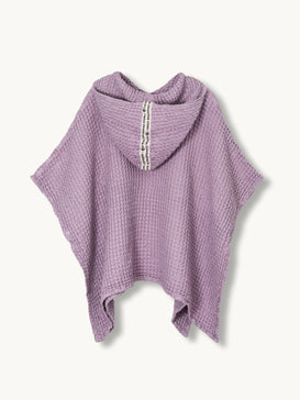 waflowe ponczo kąpielowe dziecięce lniane lavender lawendowe tył poncho 