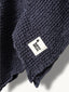 ponczo waflowe dzieciece lniane kąpielowe poncho blueberry granatowe detal logo