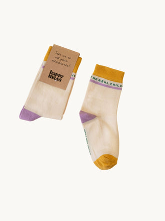 dziecięce skarpetki bawełniane  lavender lawendowe detale organic cotton socks detal
