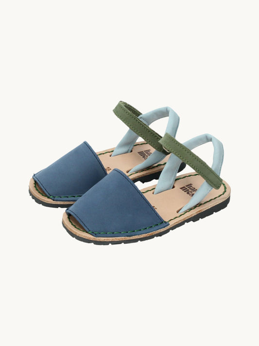 dziecięce sandały minorki skórzane nubuck minorcan sandals leather niebieskie seaside