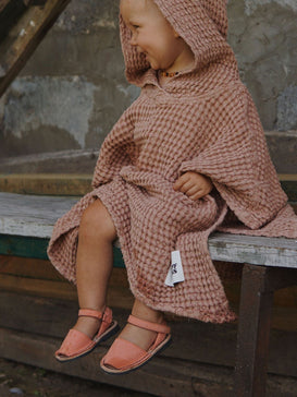 dziecięce sandały minorki skórzane nubuck minorcan sandals leather cinnamon pomarańczowe dziecko ponczo