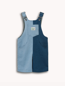dziecięce ogrodniczki niebieskie blue denim short dungaree przód 