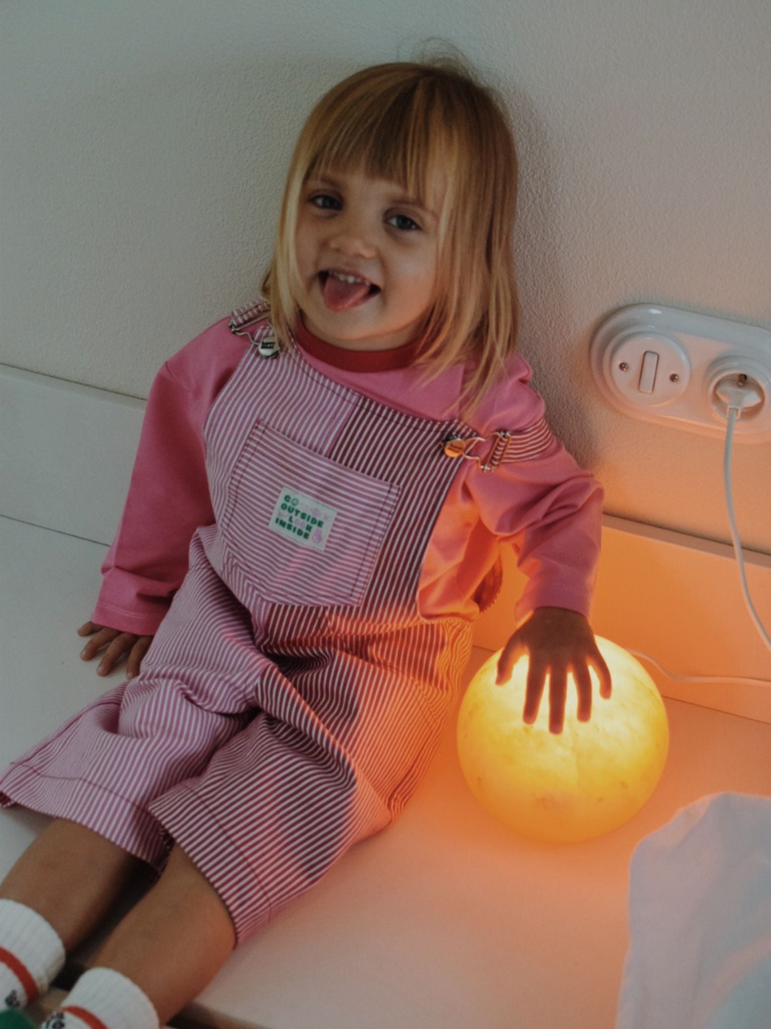 dziecięce ogrodniczki w paski różowe watermelon stripes short dungaree dziewczynka dziecko outfit