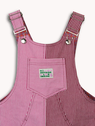 dziecięce ogrodniczki w paski różowe watermelon stripes short dungaree detal