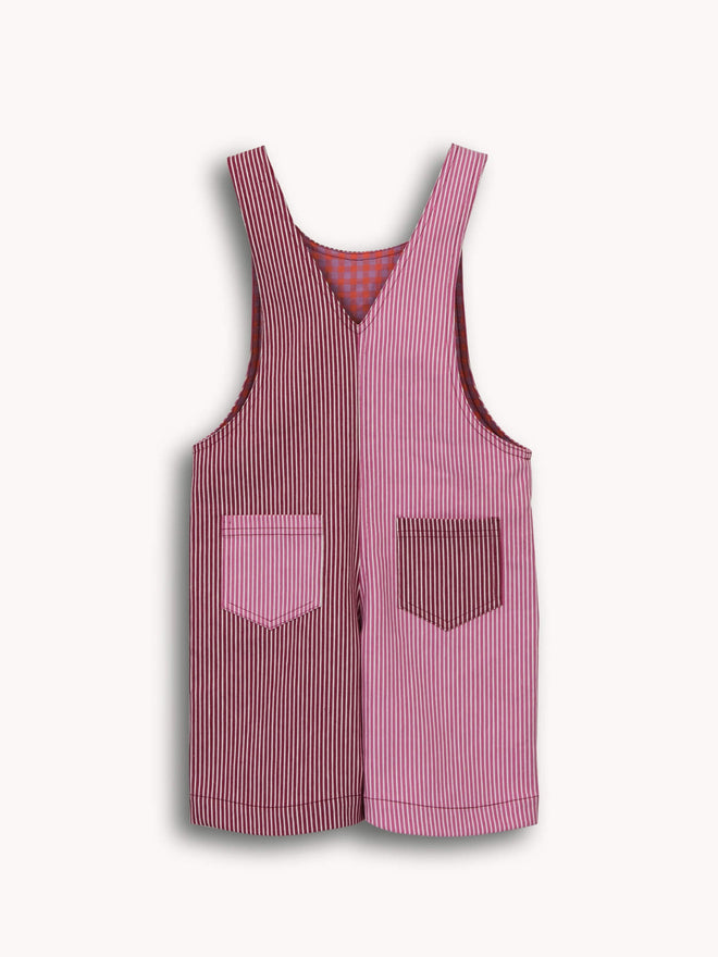 dziecięce ogrodniczki w paski różowe watermelon stripes short dungaree tył