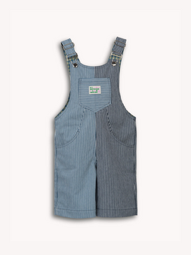 dziecięce ogrodniczki w paski niebieskie short dungaree wave stripes przód