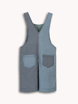 dziecięce ogrodniczki w paski niebieskie short dungaree wave stripes tył