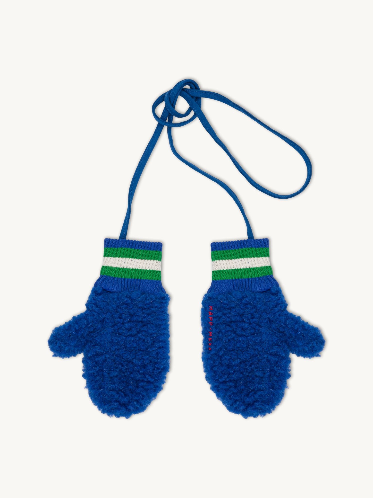 dziecięce wełniane rękawiczki merino mitenki cobalt kobaltowe granatowe wool mittens wiązane