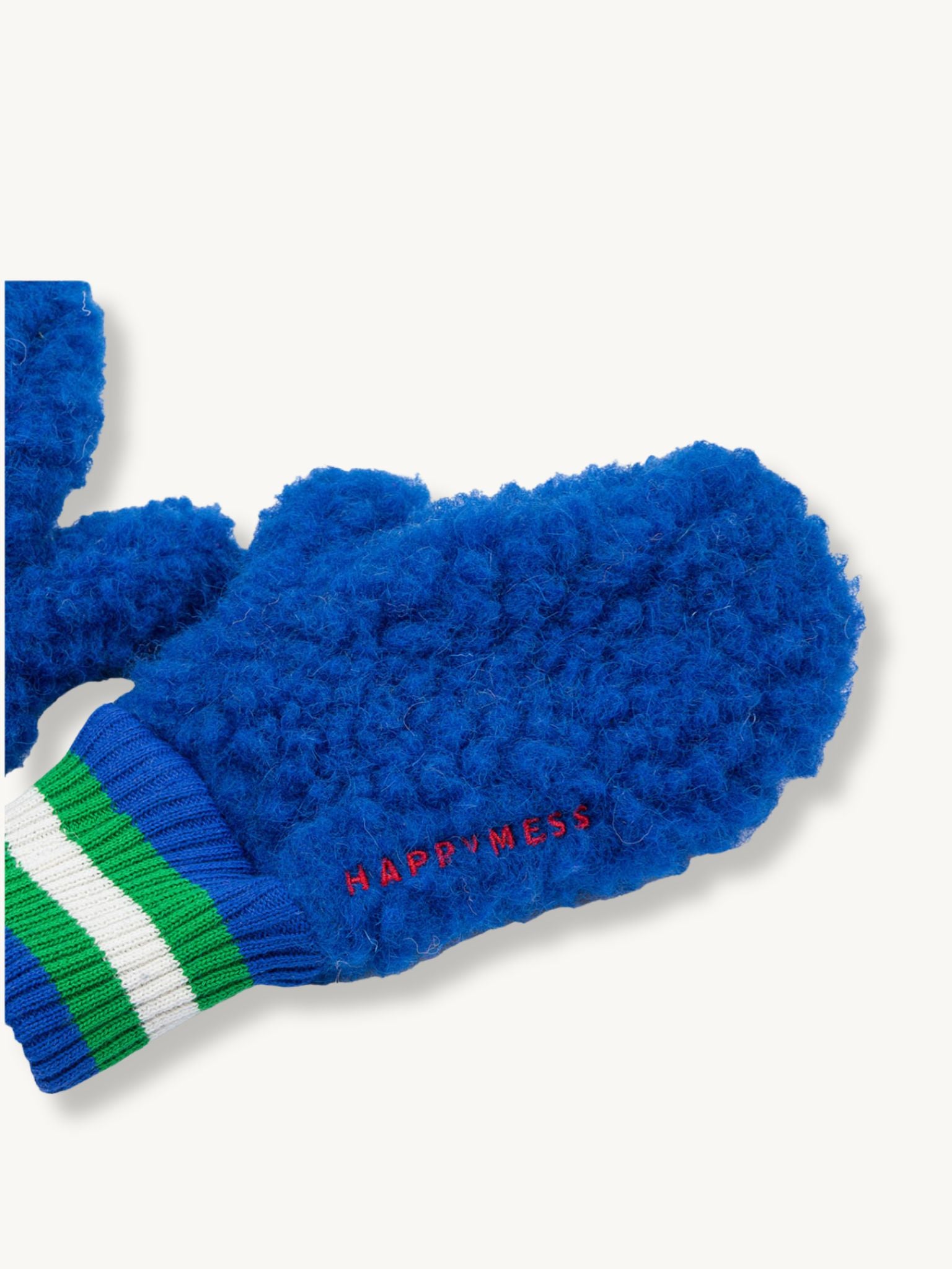 dziecięce wełniane rękawiczki merino mitenki cobalt kobaltowe granatowe wool mittens etal haft czerwony