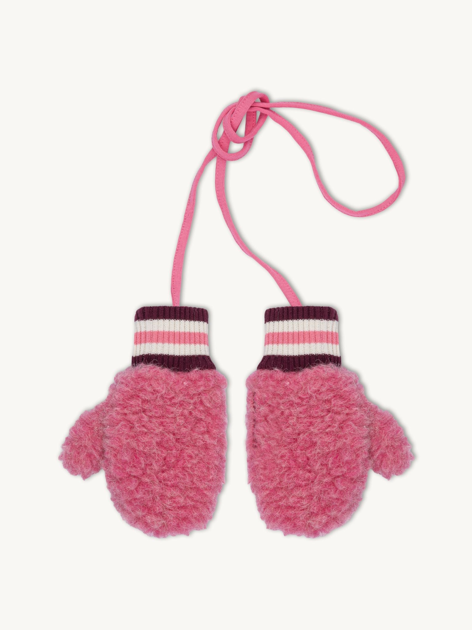 dziecięce rękawiczki merino dusty pink różowe wiązane wool mittens 