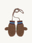 rękawiczki merino wełniane teddy brown dziecięce wiązane haft zielony wool mittens brązowe