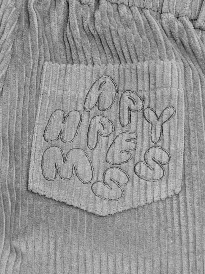 dziecięce spodnie sztruksowe szare foggy grey corduroy szare detal logo haft bawełniane cotton