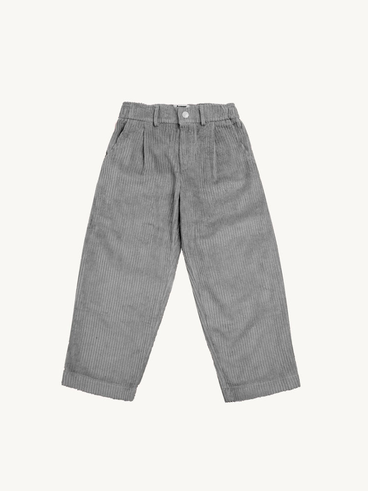 dziecięce spodnie sztruksowe szare foggy grey corduroy szare przód bawełniane cotton