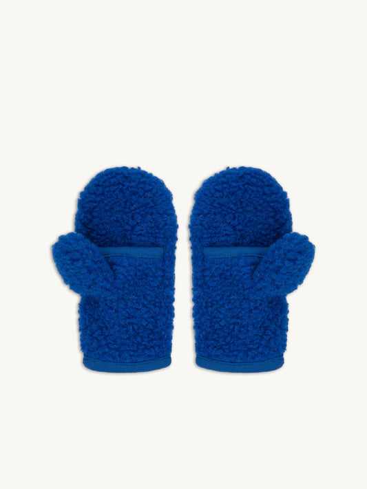dziecięce rękawiczki wełniane merino z klapką mitenki niebieskie granatowe kobaltowe cobalt wool mittens wnętrze