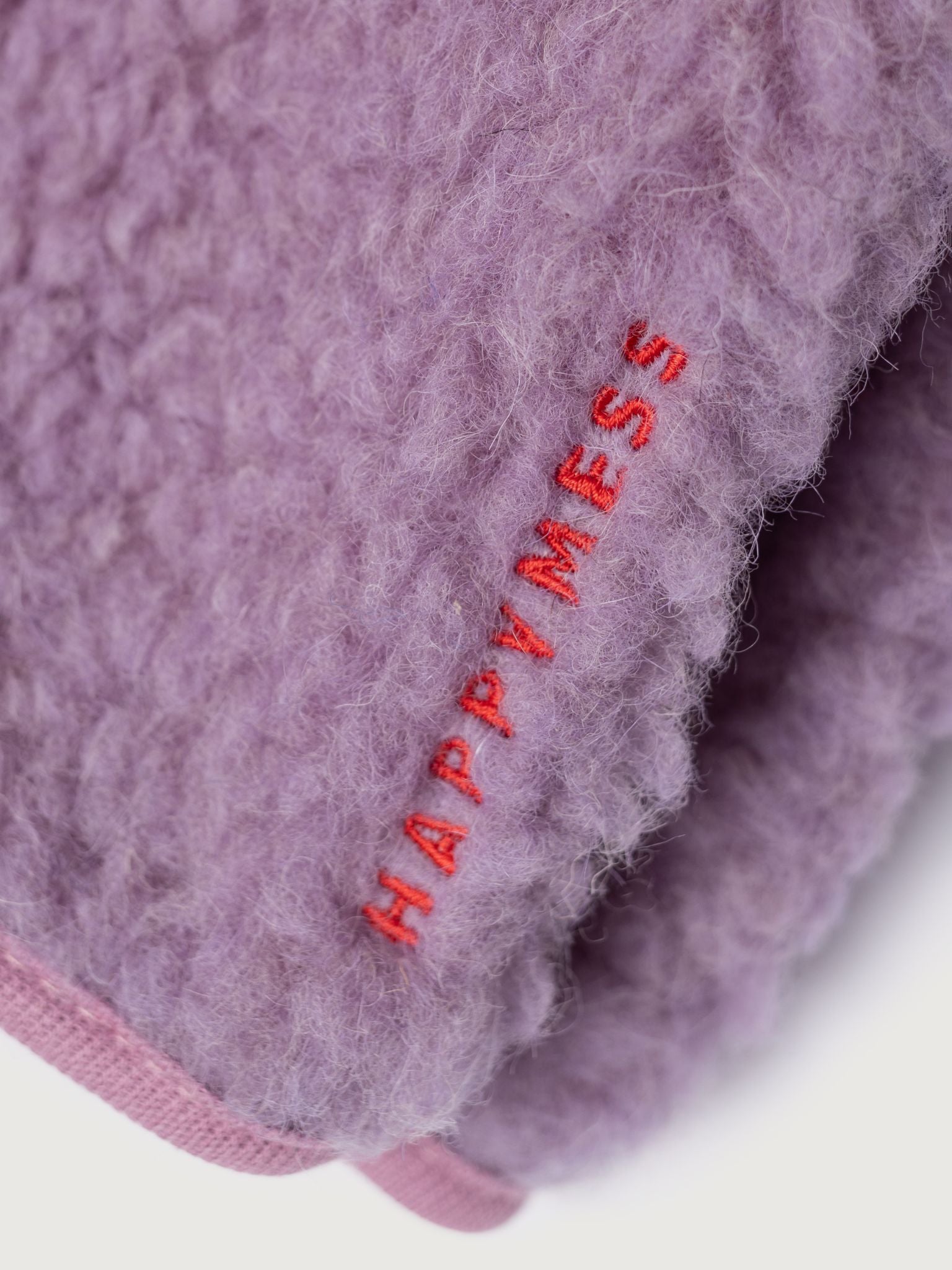 dziecięce wełniane rękawiczki z klapką merino wool mittens lilac cloud fioletowe detal adult