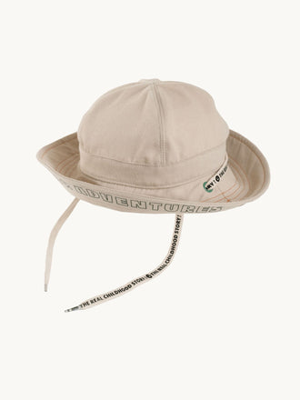 dziecięcy kapelusz beżowy bawełna organiczna bucket hat forest green detal