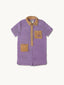 dziecięcy kombinezon frotowy bawełna organiczna organic cotton jumpsuit overall plum fioletowy przód