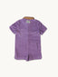dziecięcy kombinezon frotowy bawełna organiczna organic cotton jumpsuit overall plum fioletowy tył