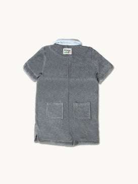 dziecięcy kombinezon frotowy stone szary bawełna organiczna organic cotton jumpsuit overall tył