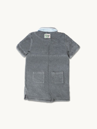 dziecięcy kombinezon frotowy stone szary bawełna organiczna organic cotton jumpsuit overall tył