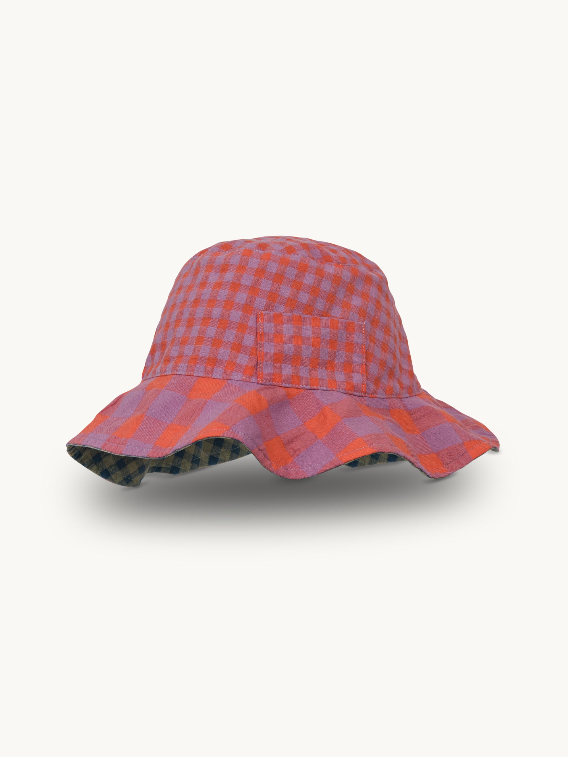 dziecięcy dwustronny kapelusz w kratę vichy aqua sorbet 