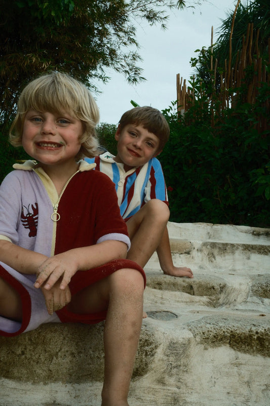 dziecięcy kombinezon frotowy colour block bawełna organiczna organic cotton terry jumpsuit overall dzieci kombinezony