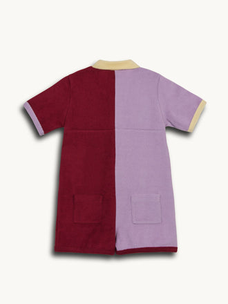 dziecięcy kombinezon frotowy colour block bawełna organiczna organic cotton terry jumpsuit overall tył