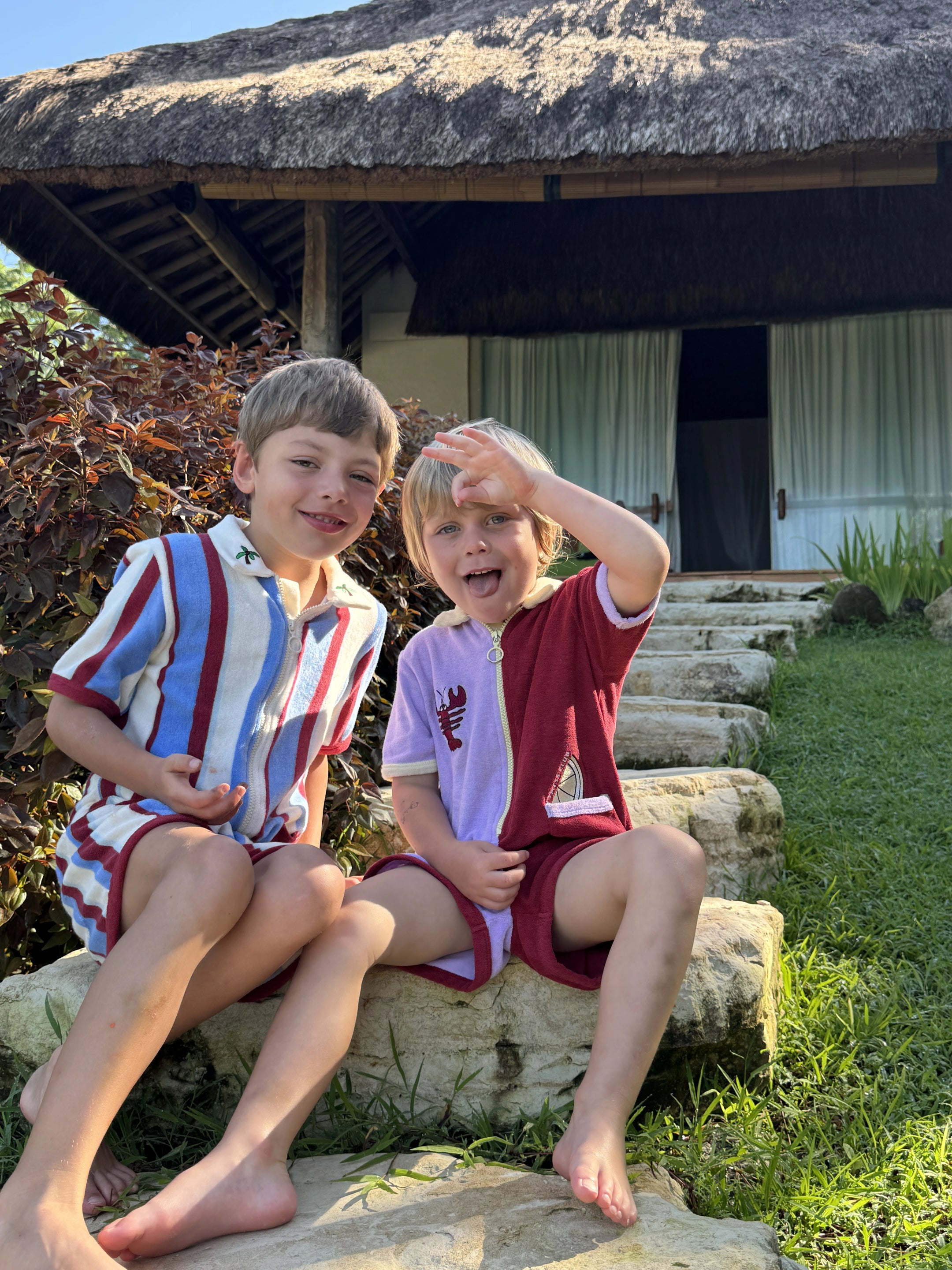 dziecięcy kombinezon frotowy w paski marina stripes bawełna organiczna terry overall jumpsuit organic cotton dzieci chłopiec kombinezony wakacje