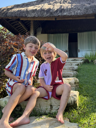 dziecięcy kombinezon frotowy w paski marina stripes bawełna organiczna terry overall jumpsuit organic cotton dzieci chłopiec kombinezony wakacje