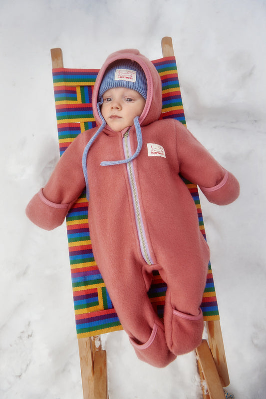 dziecięcy kombinezon wełniany cinnamon wełna merino czapka dziecko merino wool jumpsuit overall