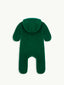 dziecięcy kombinezon wełna merino forest green zielony wool overall jumpsuit kaptur tył 