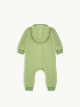 dziecięcy kombinezon wełna merino green pea wool overall jumpsuit tył