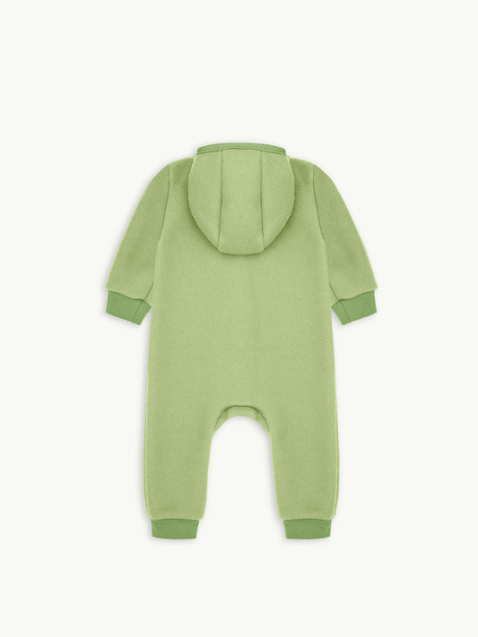 dziecięcy kombinezon wełna merino green pea wool overall jumpsuit tył