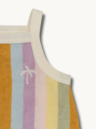 dziecięcy romper frotowy w paski bawełna organiczna sunset stripes terry detal