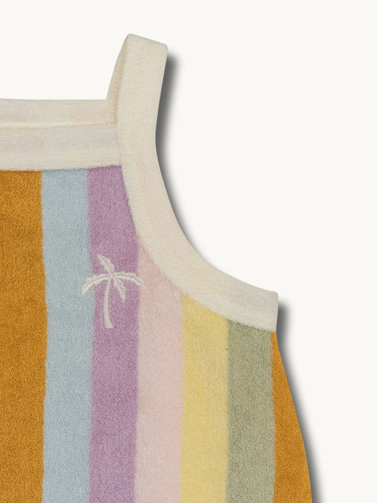 dziecięcy romper frotowy w paski bawełna organiczna sunset stripes terry detal