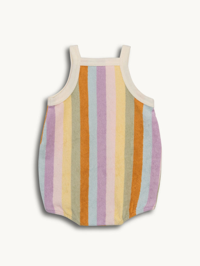 dziecięcy romper frotowy w paski bawełna organiczna sunset stripes terry tył