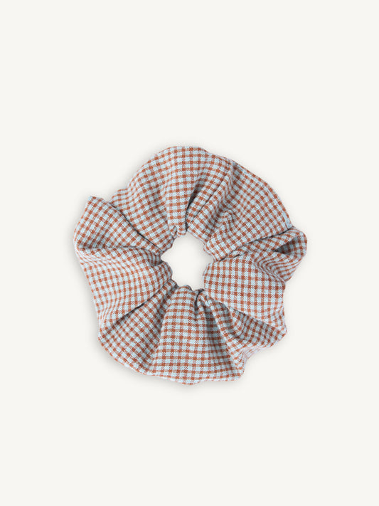 frotka do włosów scrunchie gumka w kratkę vichy brązowa foggy brown 