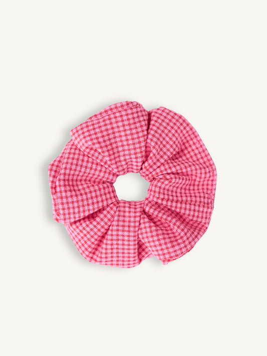 frotka do włosów scrunchie gumka w kratkę vichy różowa wild berry