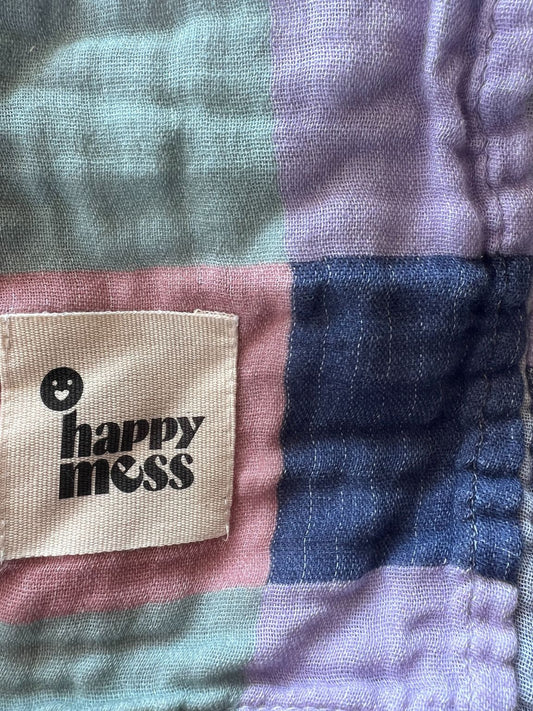 otulacz muślinowy - happy plaid