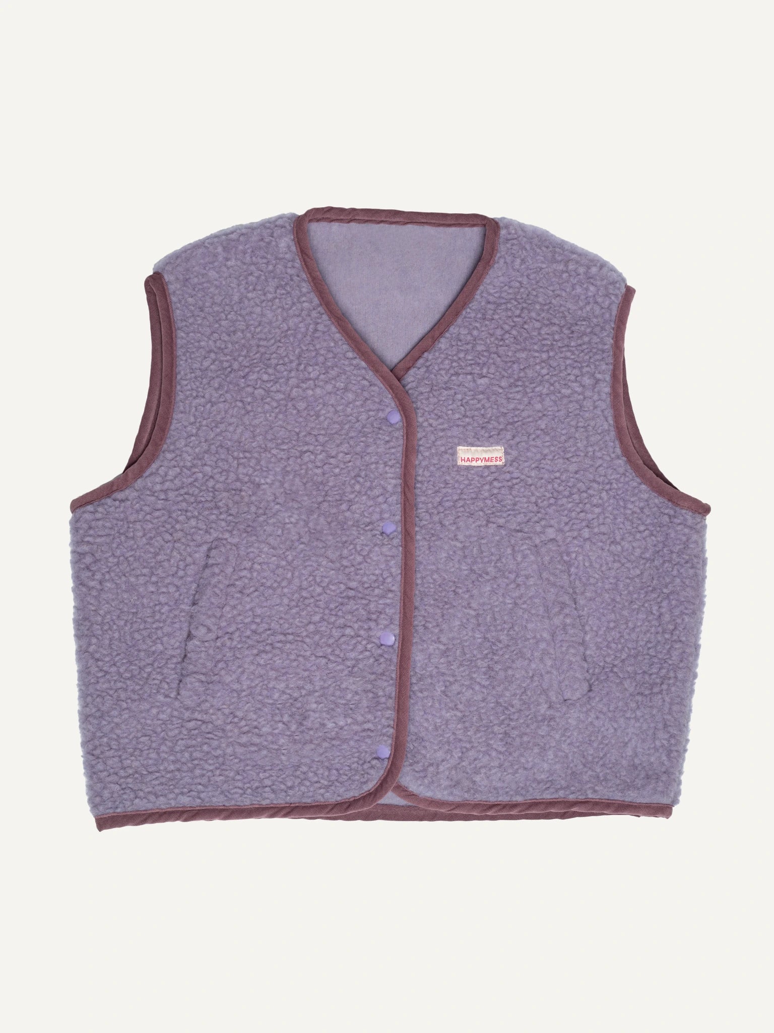 kamizelka wełniana merino unisex lilac cloud przód
