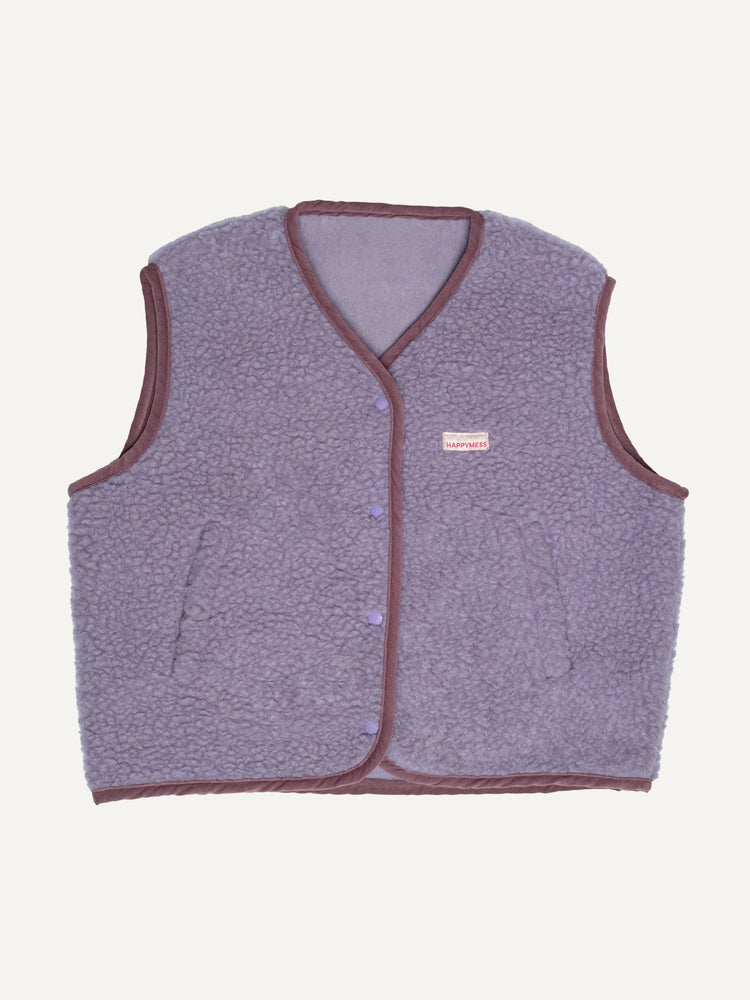  kamizelka wełniana merino unisex lilac cloud fioletowa vest gilet weste wool woll wollweste przód