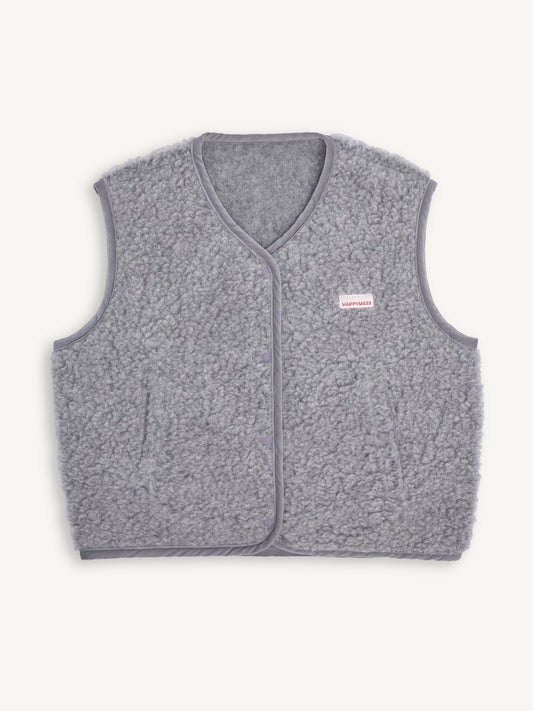 kamizelka wełniana merino unisex stone grey przód